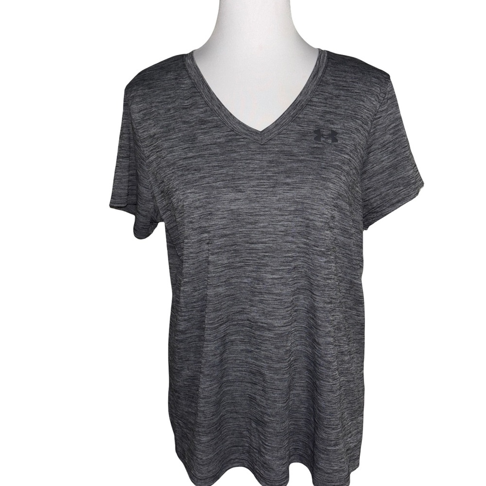 Under Armour Womens Heathered Black V Neck Tee